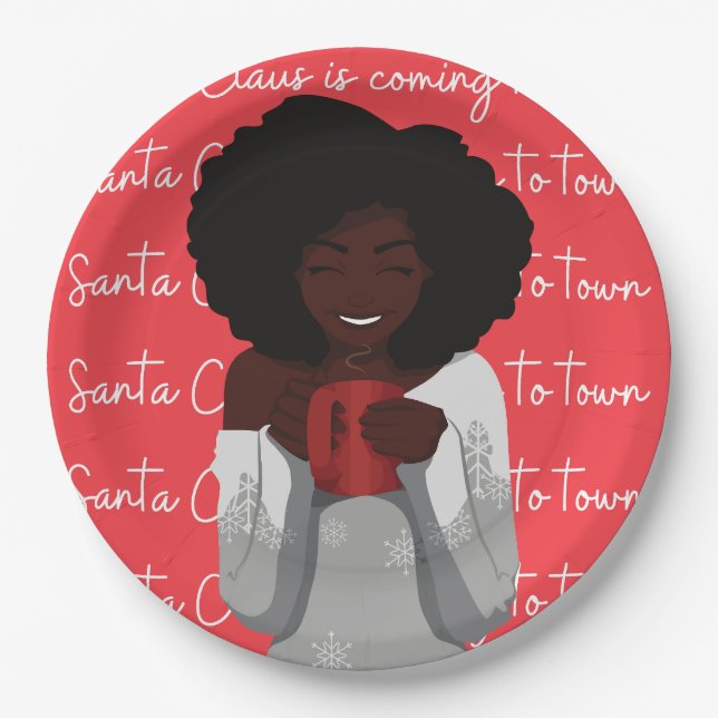 Assiettes En Carton Le Père Noël arrive à Town Party (Devant)