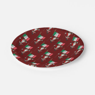Assiettes En Carton Le Père Noël Avec L'Ensigne D'Italie