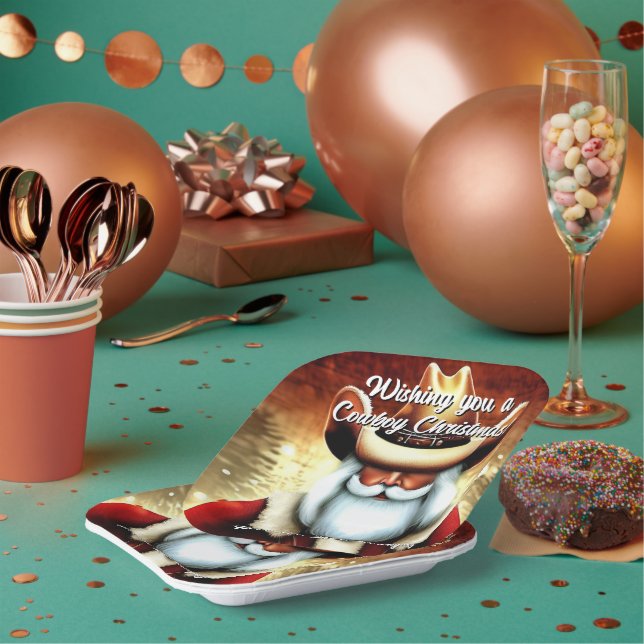 Assiettes En Carton Le Père Noël dans un Noël Casquette occidental (Multi)