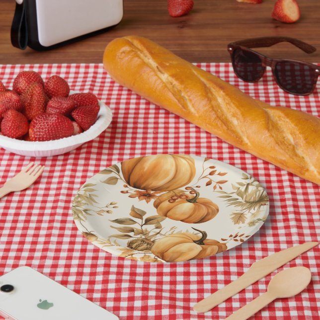 Assiettes En Carton Le petit Citrouille est sur le chemin du Baby show (Pique-nique)