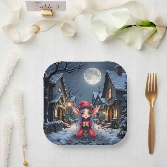 Assiettes En Carton Le Petit Messager de Noël.  (Mariage)
