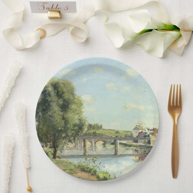 Assiettes En Carton Le Pont Du Chemin De Fer Camille Pissarro (Mariage)