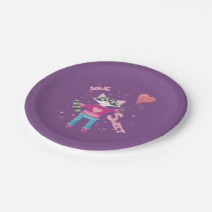 Assiettes En Carton Le pourpre mignon de raton laveur badine des plats