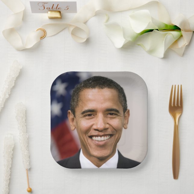 Assiettes En Carton Le président américain élu Barack Obama (Mariage)