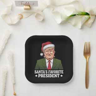 Assiettes En Carton Le président préféré du Père Noël drôle Trump Noël