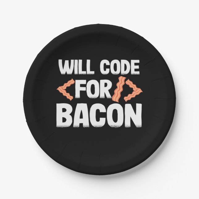 Assiettes En Carton Le Programmeur Va Code Pour Bacon (Devant)