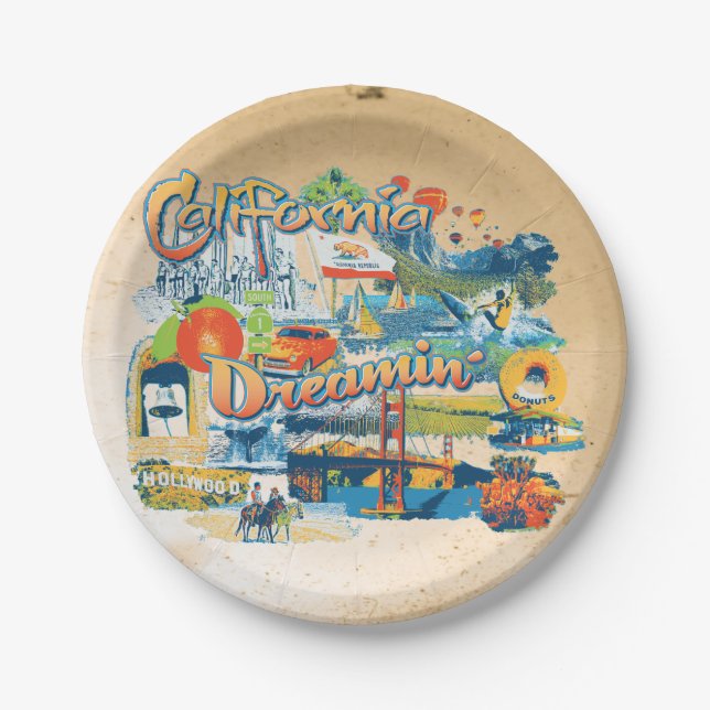Assiettes En Carton Le rêve de Californie (Devant)