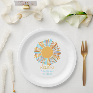 Assiettes En Carton Le soleil boho rétro vient ici le soleil