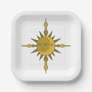 Assiettes En Carton Le soleil et la lune