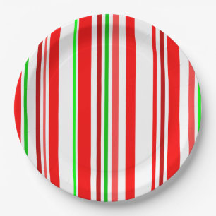 Assiettes En Carton Le sucre de canne barre de fête vert blanc rouge
