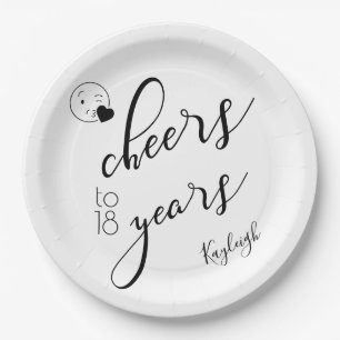 Assiettes En Carton Le texte moderne noir et blanc encourage à 18 ans