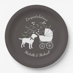 Assiettes En Carton Le thème du chien du Labrador Baby shower Neutre s