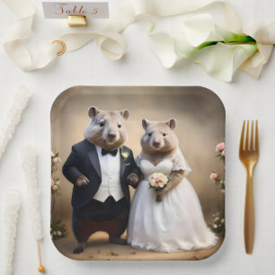 Assiettes En Carton "Le véritable amour aux antipodes : des wombats se