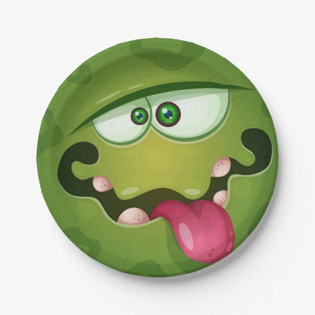 Assiettes En Carton Le visage fou du monstre vert (Devant)
