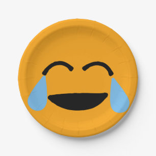 Assiettes En Carton Le visage riant Emoticon Orange