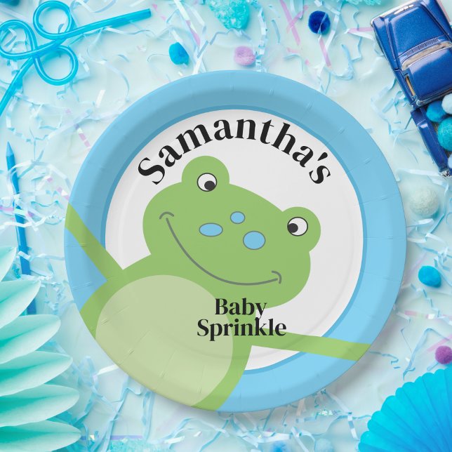 Assiettes En Carton Leap Frog Green Froggy Baby Sprinkle Douche (Green Frog Paper Plates)