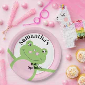 Assiettes En Carton Leap Grenouille rose vert Froggy Baby Sprinkl Douc