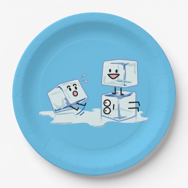 Assiettes En Carton l'eau glaciale de cube en glaçons glissant le (Devant)