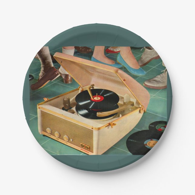 Assiettes En Carton Lecteur d'enregistrement portable des années 1950  (Devant)