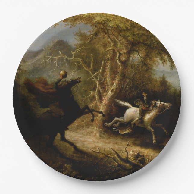 Assiettes En Carton Légende du Fantôme d'Halloween du Cavalier sans Tê (Devant)