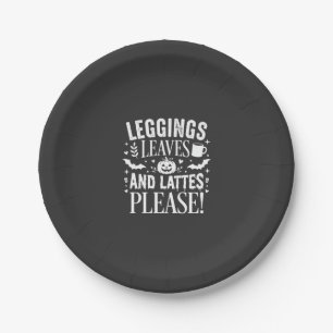 Assiettes En Carton Leggings Halloween Feuilles et Lattés Café d'autom