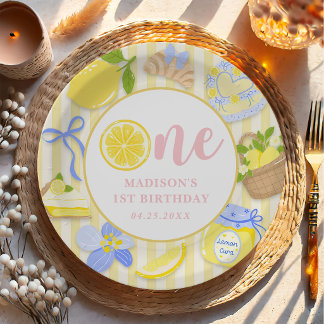 Assiettes En Carton Lemon Citrus Summer Lemonade 1st Birthday Party 