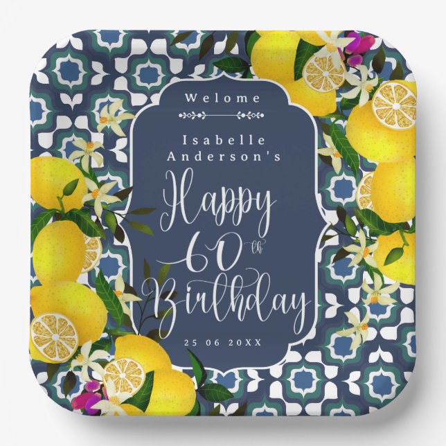 Assiettes En Carton Lemon Méditerranée 60e Anniversaire Marine (Recto)