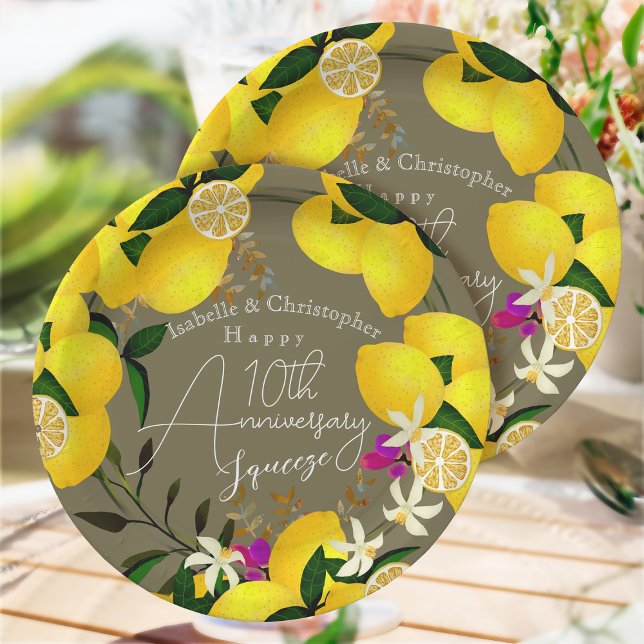 Assiettes En Carton Lemon Squeeze  (10th Anniversary Wedding 
Party Paper Plate)