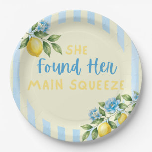 Assiettes En Carton Lemon Stripes Main Squeeze Baby Shower Mariage