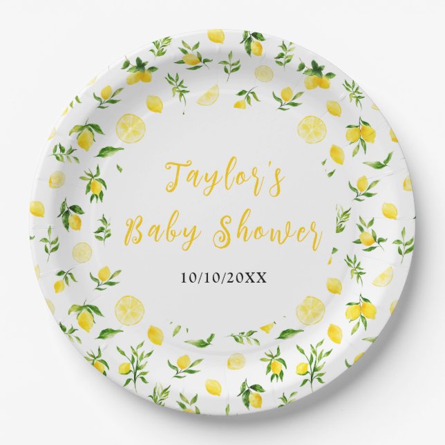 Assiettes En Carton Lemons and Foliage Baby Shower (Devant)