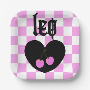 Assiettes En Carton Leo Gothique esthétique À damiers cerisier Art