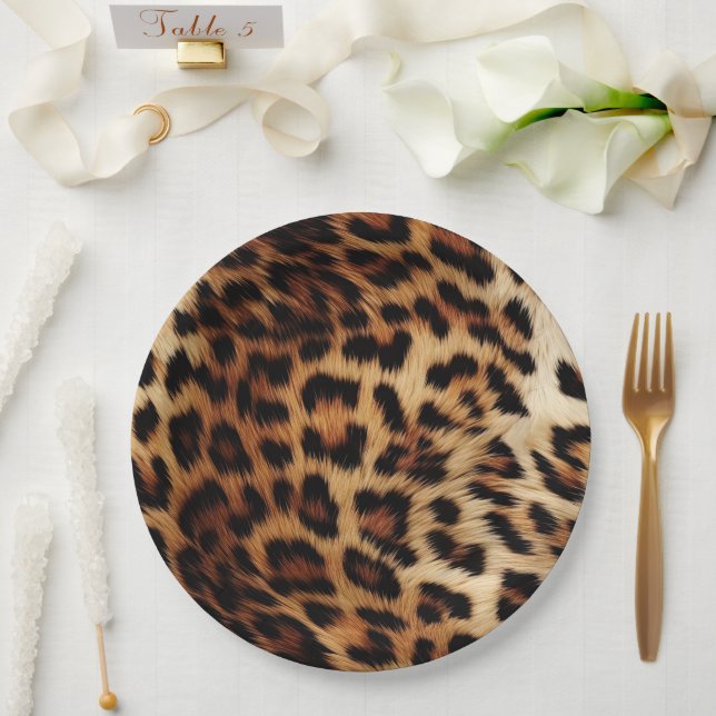 Assiettes En Carton Léopard à crème Brown chic (Mariage)