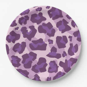 Assiettes En Carton Leopard animal print in purple tones