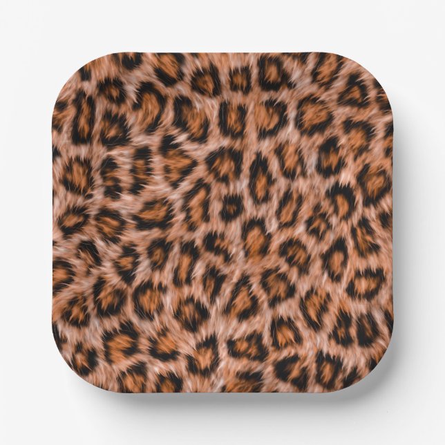 Assiettes En Carton Leopard Jaguar Chat fourrure Brown Motif-24609 (Recto)