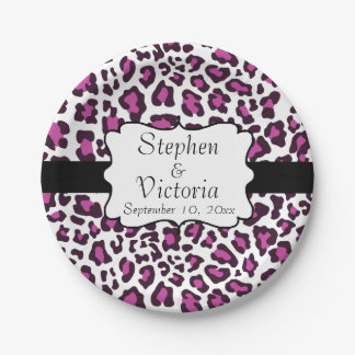 Assiettes En Carton Léopard violet noir blanc Plaques de papier person