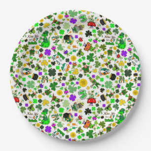 Assiettes En Carton Leprechauns Champignons d'or Shamrock Kiss Me Irla