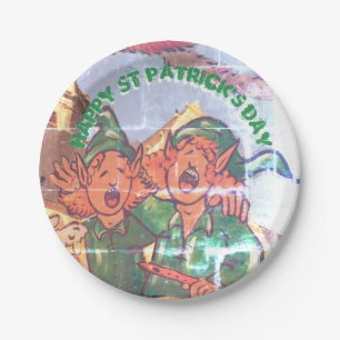 Assiettes En Carton Leprechauns Fenêtre Décorée St Patrick Papier Plat
