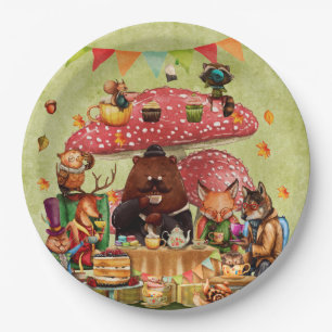 Assiettes En Carton Les amis des bois à Teatime en forêt