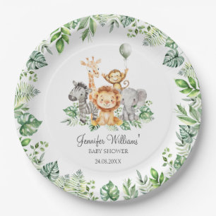 Assiettes En Carton Les animaux de Safari mignons Wild Un baby shower