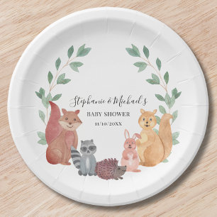 Assiettes En Carton Les animaux des bois Baby shower de Couple