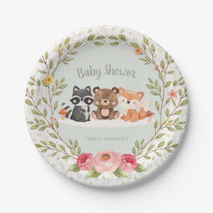 Assiettes En Carton Les animaux des bois Créatures de la forêt Baby