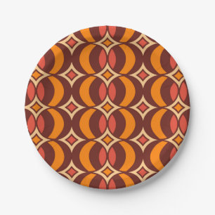 Assiettes En Carton Les années 70 géométrique Retro Globe Motif Automn
