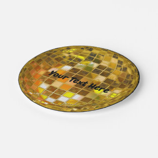 Assiettes En Carton les années 70 Gold Disco Ball 7" Plaque papier