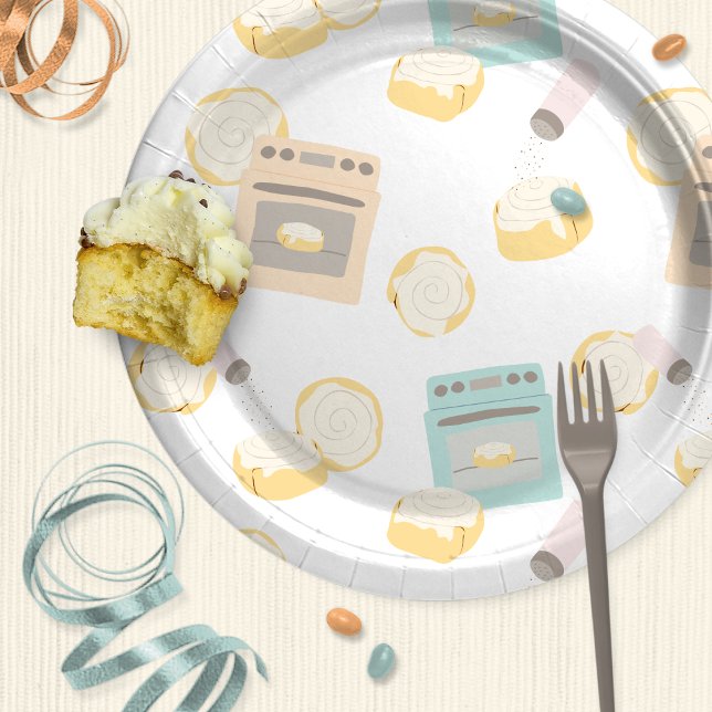 Assiettes En Carton Les armes dans le Baby shower d'Ovens (Buns in ovens patterned baby shower plate)