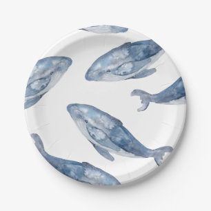 Assiettes En Carton Les baleines à bosse en aquarelle