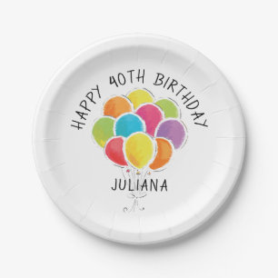 Assiettes En Carton Les ballons colorés de joyeux anniversaire