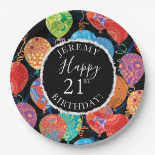 Assiettes En Carton Les ballons de fête d'anniversaire ajoutent le no
