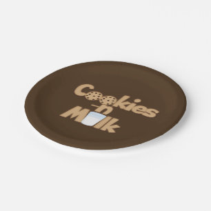 Assiettes En Carton Les biscuits et le lait expriment la plaque à