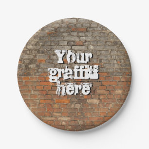 Assiettes En Carton Les briques portées par graffiti personnalisent