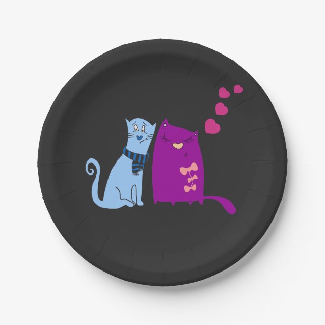 Assiettes En Carton Les chats adorent le design (Devant)